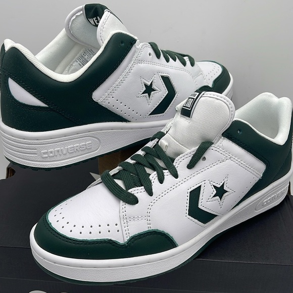 Converse Men’s A12519C WEAPON OX
WHITE/DEEP EMERALD/WHITE Leather sneakers - Picture 9 of 16